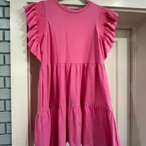 English Factory Ruffled Babydoll Mini Dress Pink
